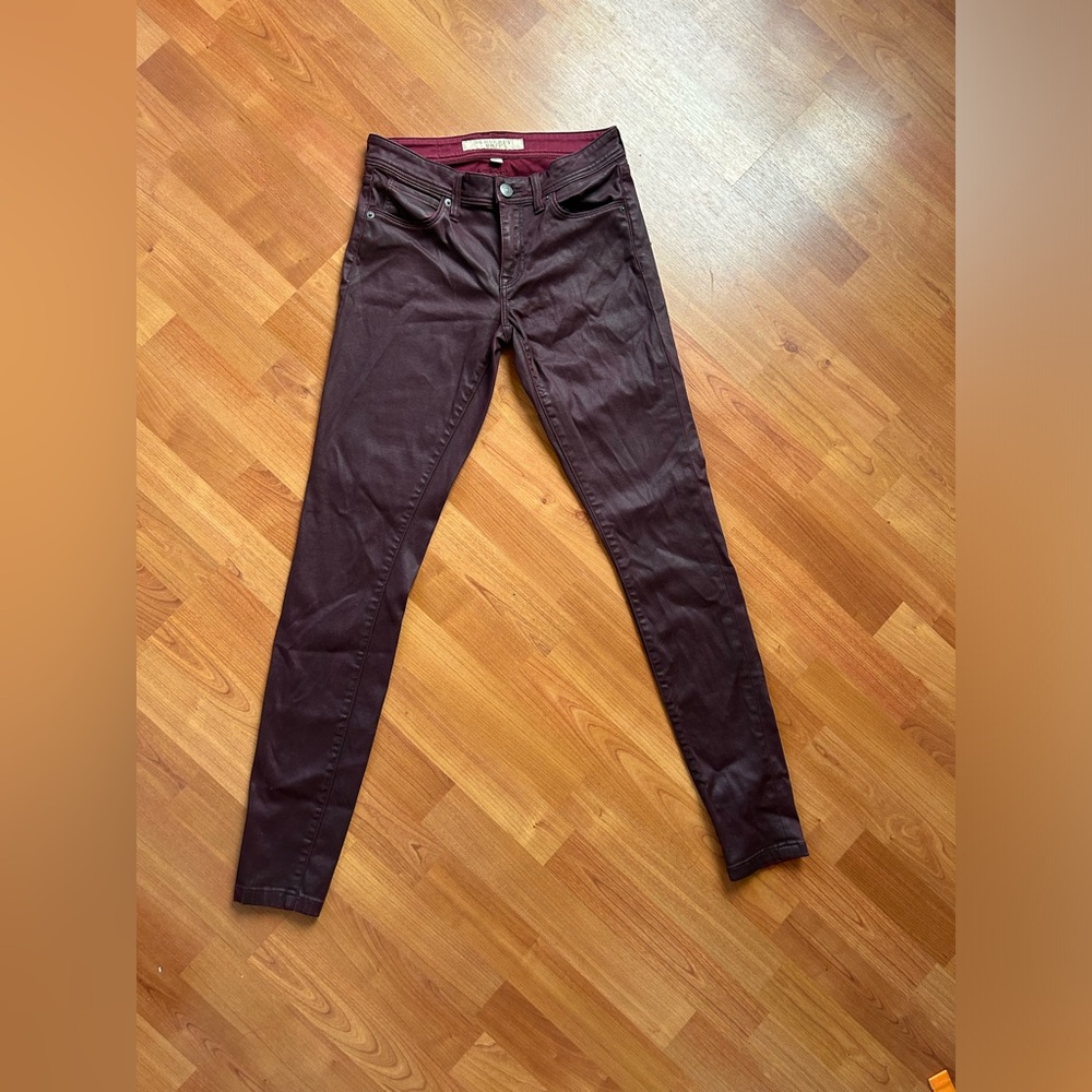 Burberry Brit Pants Womens Size 26 Burgundy Skinny Low-Rise Modern